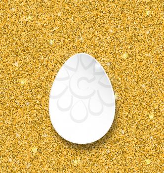 Illustration Abstract Happy Easter Paper Egg on Golden Sparkles Background - Vector