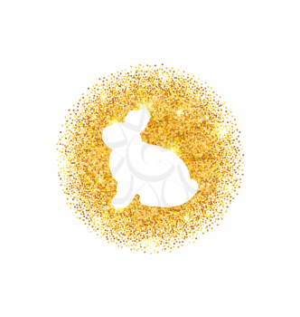 Illustration Abstract Happy Easter Golden Glitter Rabbit. Easter Shining Template Design - Vector