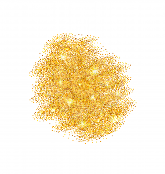 Illustration Abstract Golden Sparkles on White Background. Gold Glitter Blob Isolated - Vector