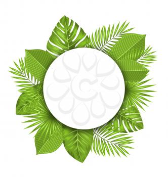 Illustration Summer Beautiful Postcard with Green Tropical Leaves for Design - Vector