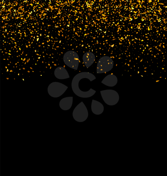 Illustration Golden Explosion of Confetti. Golden Grainy Texture on Black Background - Vector
