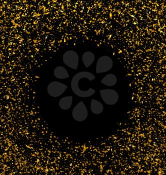 Illustration Golden Explosion of Confetti. Golden Grainy Texture on Black Background - Vector