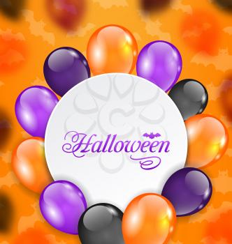 Illustration Halloween Greeting Card with Colored Balloons - Vector