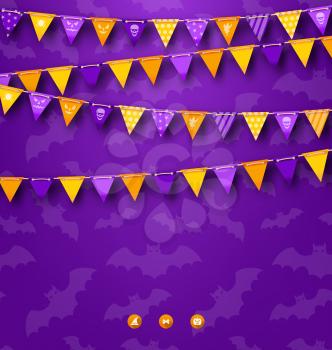 Illustration Halloween Party Background with Bunting - Vector