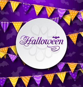 Illustration Halloween Greeting Card with Colored Bunting, Bright Background - Vector