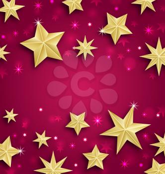 Illustration Abstract Background Made of Golden Stars. Copy Space for Your Text - Vector