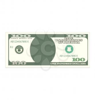 Illustration 100 Dollar Banknote Isolated on White Background, One Hundred Denomination - Vector