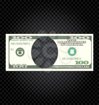 Illustration One Hundred Dollars Banknote on a Checker Background - Vector