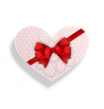 Illustration Romantic Gift Box with Bow Ribbon for Valentines Day - Vector