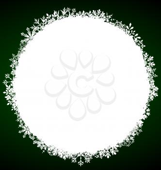 Illustration Winter Round Frame with Snowflakes - Vector