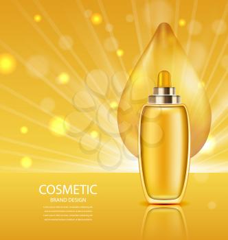 Illustration Cosmetic Product with Oil, Abstract Orange Template for Ads, Poster - Vector