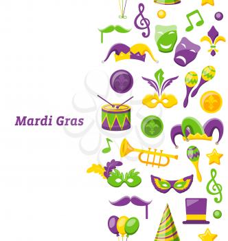 Illustration Greeting Invitation for Mardi Gras and Carnival , Seamless Texture, Fat Tuesday - Vector