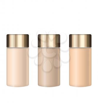 Illustration Collection Realistic Tubes of Foundations with Different Shades, Isolated on White Background - Vector