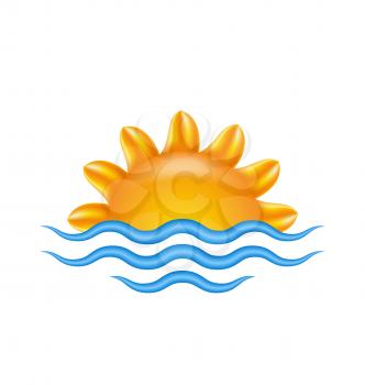 Illustration Sun and Sea for Logo. Abstract Creative Concept - Vector