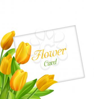 Illustration Nature Flower Card with Tulips, Invitation for Womens Day or Easter - Vector