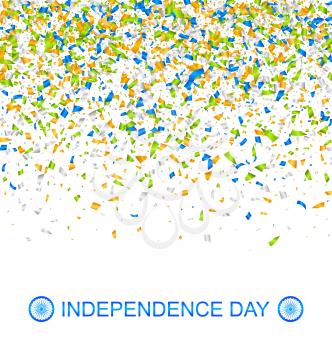 Celebration Banner for Indian Independence Day with Confetti in National Colors, 15th of August - Illustration Vector