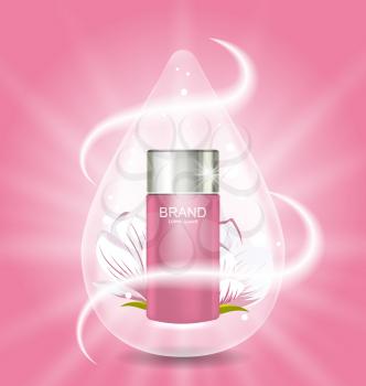 Cosmetic Cream and Magnolia Flower form drop Advertising Poster - Illustration Vector