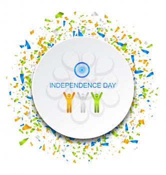 Celebration Card for Independence Day of India with Confetti, 15th of August - Illustration Vector