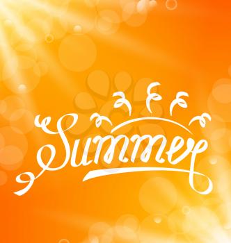 Illustration Summer Abstract Banner with Text Lettering, Sun Rays - Vector