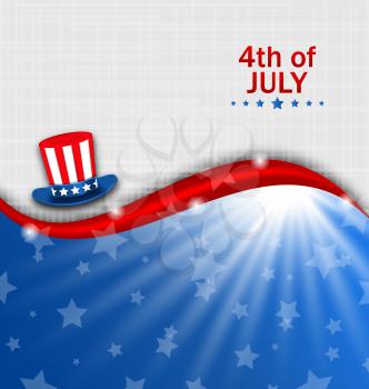Abstract American Poster for Independence Day USA, Fourth July, Hat Uncle Sam - Illustration Vector