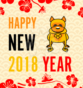 Celebration Card with Earthen Dog for Happy Chinese New Year 2018 - Illustration Vector