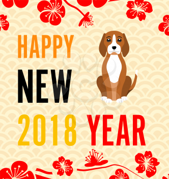 Happy Chinese new year 2018 card with Gold Dog abstract on red background vector design (Chinese word mean dog)