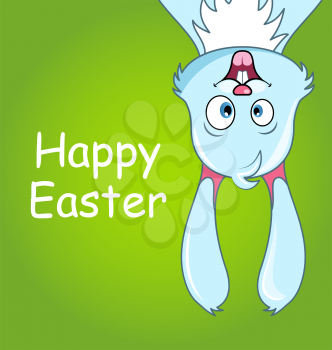 Happy Smiling Rabbit for Easter, Cute Comic Bunny, Celebration Card - Illustration Vector