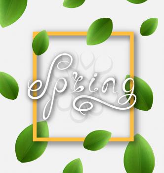 Spring Lettering, Calligraphic Text, Headline Pattern - Illustration Vector