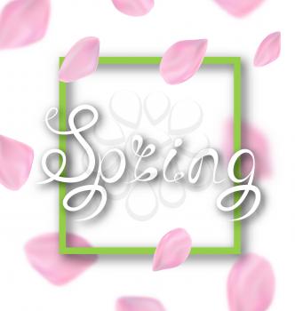 Spring Lettering, Border Frame, Calligraphic Text, Headline Pattern - Illustration Vector