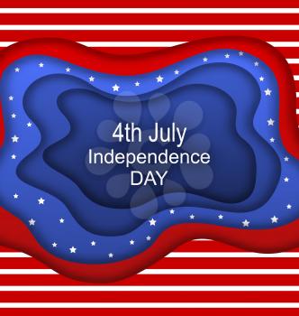 Invitation for Fourth of July Independence Day of the USA. Cut Paper Style - Illustration Vector
