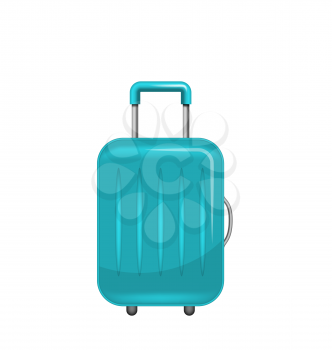 Realistic Polycarbonate Suitcase, Baggage for Tourism, Isolated on White Background - Illustration Vector