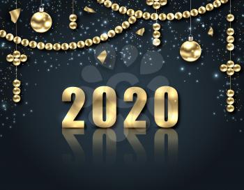 Golden Celebration Background for Happy New Year 2020 - Illustration Vector