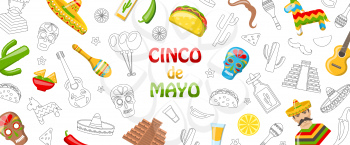 Cinco de Mayo - May 5, Holiday in Mexico, Mexican Flyer - Illustration Vector