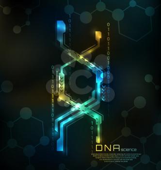 Abstract DNA Structure. Medical Science Background, Genetic Spiral - Illustration Vector