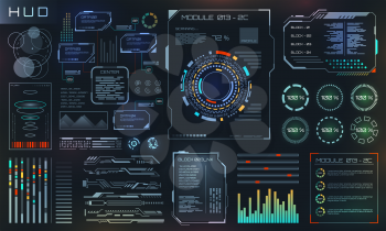 HUD and UI Set Elements, Sci Fi Futuristic User Interface, Tech and Science Design - Illustration Vector