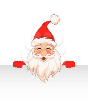 Santa Claus Cartoon Character with Clean Sheet. Empty Space for Your Text - Illustration Vector