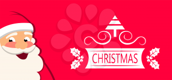 Cheerful Santa Claus, Christmas Greeting Card - Illustration Vector