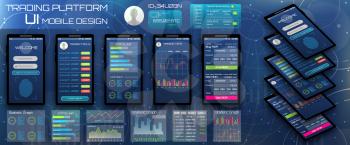 Template for Trading Platform. Mobile Banking Cryptocurrency UI - Illustration Vector