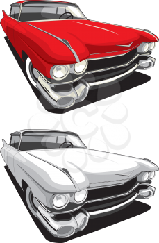 Royalty Free Clipart Image of Old Cars