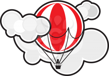 Royalty Free Clipart Image of a Hot Air Balloon in Clouds
