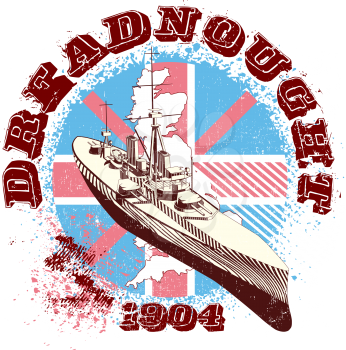 Royalty Free Clipart Image of the Dreadnought Warship