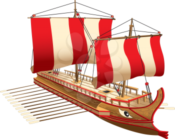 Royalty Free Clipart Image of a Greek War Ship