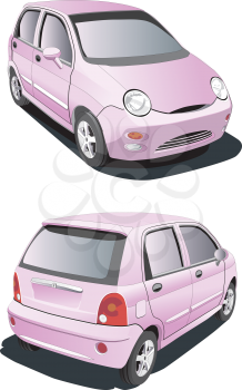 Royalty Free Clipart Image of a Pink Car