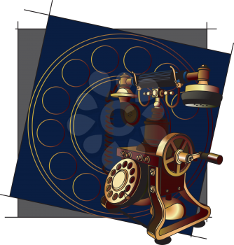 Royalty Free Clipart Image of a Background With an Old Phone