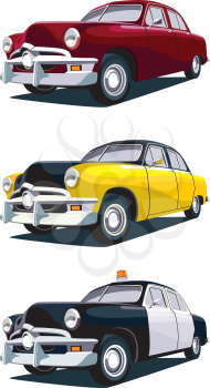 Royalty Free Clipart Image of a Set of Cars