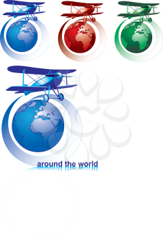Royalty Free Clipart Image of Biplanes and Globes
