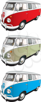 Royalty Free Clipart Image of a Set of Vans