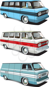 Royalty Free Clipart Image of a Set of Vans