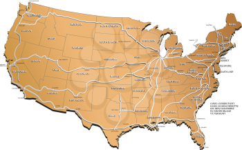Royalty Free Clipart Image of a United States Map