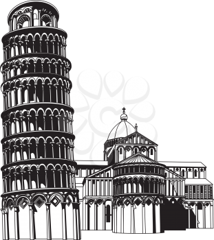 Royalty Free Clipart Image of Campo Dei Miracoli and Pisa
